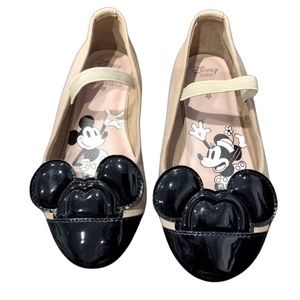 Disney Zara Baby Mickey Minnie Mouse Ballet Flats  Sz 4 Beige Two-Tone